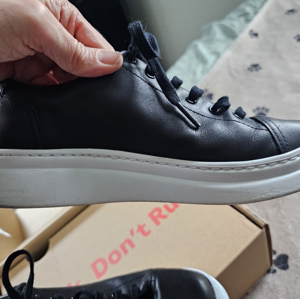 Camper Black Leather Lace-Up Sneakers with White Soles - Picture 8 of 14